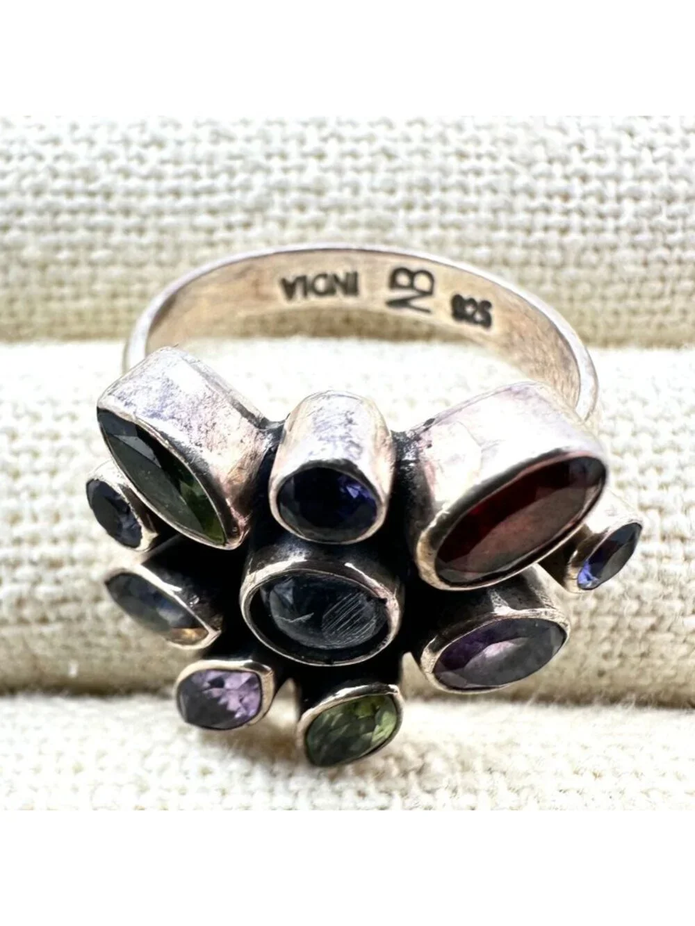 Nicky Butler Multi Gemstone Ring Sterling Silver Size 7